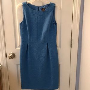 Ann Taylor Bright Blue Textured Sleeveless Midi Sheath Dress